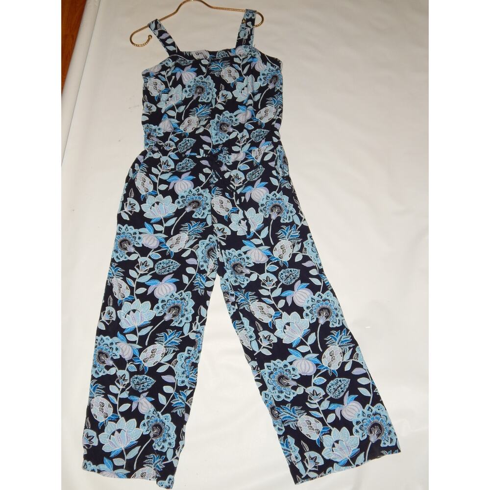 Loft Blue Foral Women Pant Jumpsuit Size 4